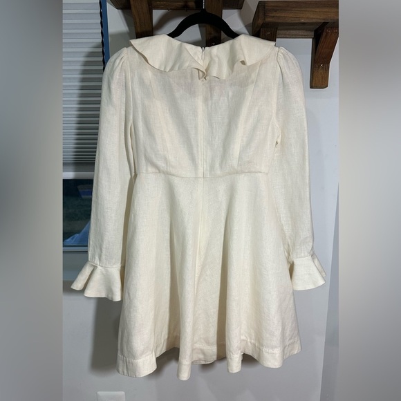 NWT Zimmermann Cream Linen Daisy Mini Dress Ruffle Long Sleeve AU 0P (US 2P) - Picture 5 of 16